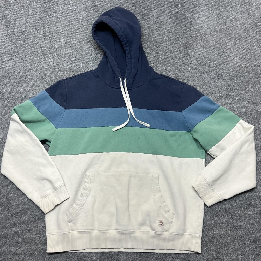 Marine Layer Hoodie Mens Large Multicolor Striped Kangaroo Pocket Sweatshirt